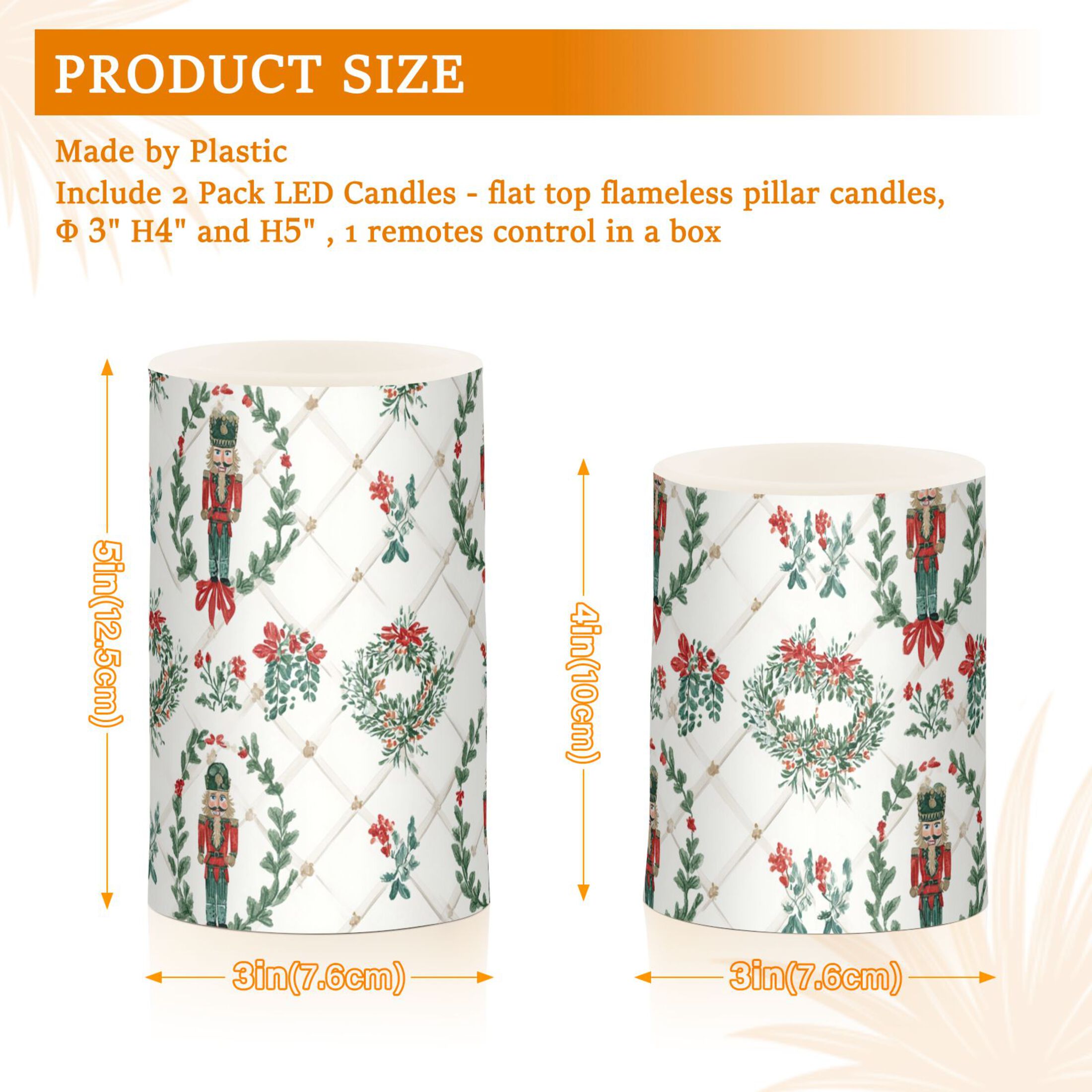 Red Green Soldiers Flickering Flameless Candles Battery Operated with Remote Timer LED Pillar Candles Set of 2
