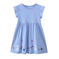 thumbnail image 3 of Ahuyic Little Girl Dresses,Summer Casual Dresses for Kids,Fashionable girls' summer round neck dress casual and comfortable small fly sleeve skirt, 3 of 4