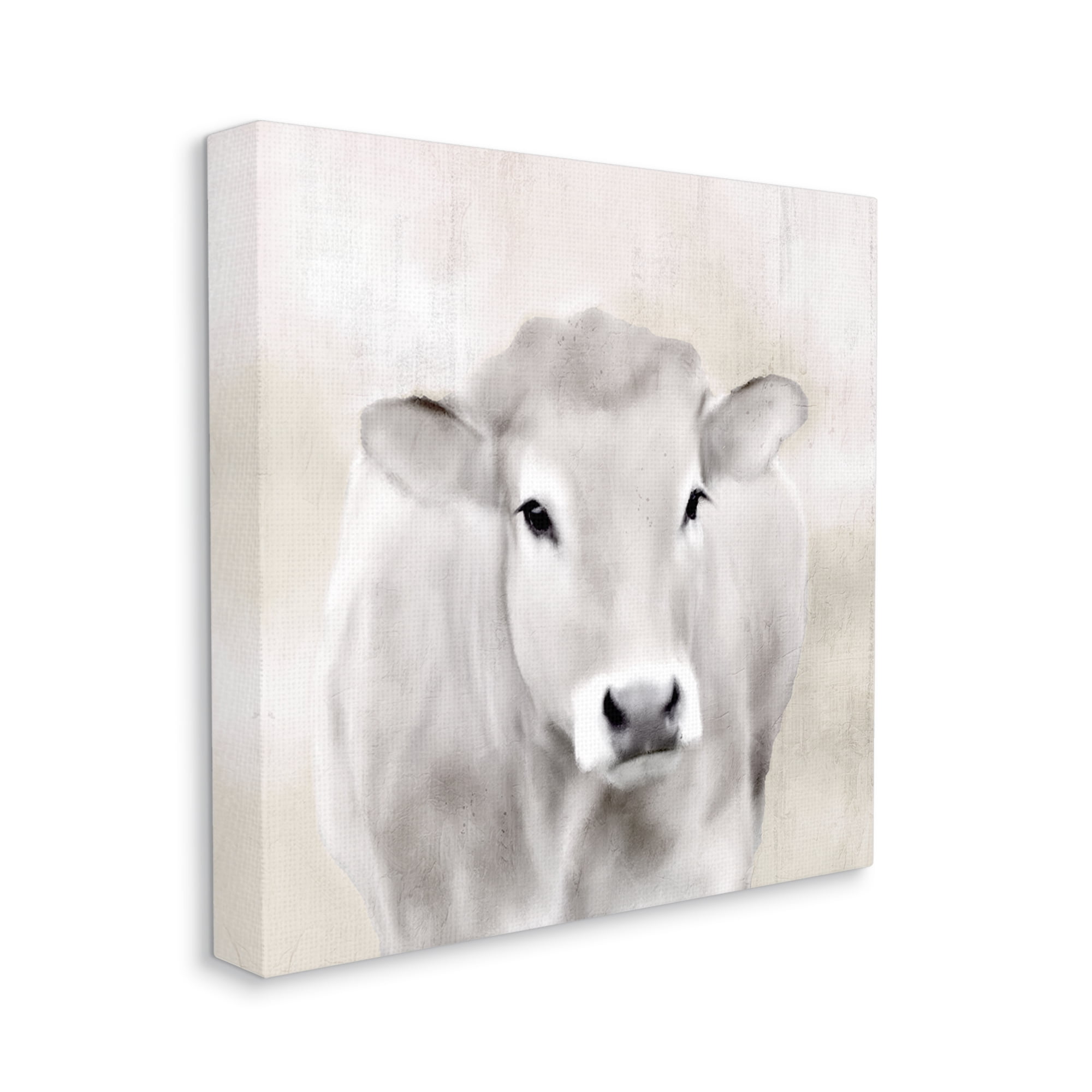 Stupell Industries Soft Cattle Portrait Animals & Insects Painting Gallery Wrapped Canvas Art Print Wall Art, 17 x 17