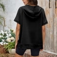 thumbnail image 4 of NinXxx Women's Loose Short Sleeve Zipper Pocket Hoodie Top Black S, 4 of 6
