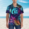 thumbnail image 2 of Balery Colorful Tropical Leaves Camisas hawaianas de manga corta para hombre, camisas playeras de corte holgado, camisas de vacaciones con botones,XX-Large, 2 of 7