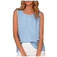 thumbnail image 6 of GEWSEY Dressy Tank Tops for Women Cotton Linen Gauze Shirts Sleeveless Summer Tunic Top Loose Fit Lightweight Casual Blouses (Sky Blue, L), 6 of 6