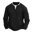 thumbnail image 1 of pstuiky Camisas de invierno de manga larga para hombre, Camisa informal de manga larga con cuello en V y bolsillos de color liso para hombre Tops de talla grande para hombre xxl, 1 of 7