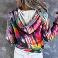 thumbnail image 4 of Women's Button Drawstring Pocket Casual Long Sleeve Tie Dye Gradient Print Hoodie Sweatshirt Tunic Length Sweatshirt Tunic Hoodies Women Long Tunic Hoodies Women up Sweatshirt Thick Womens Hoodies, 4 of 5