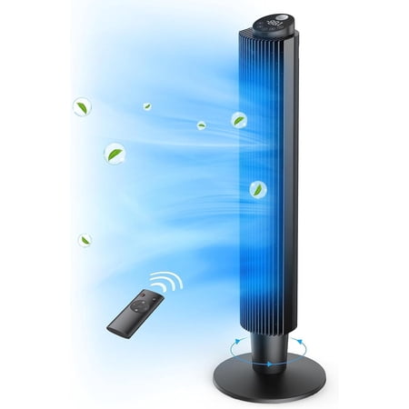 PARIS RHÔNE Tower Fan with Remote, 90° Oscillating Quiet Cooling Fan, 42'' or 36'' Height Adjustable, 5 Speeds, Sleep Mode, 12H Timer, Tall Standing Room Fan for Bedroom, Office and Home