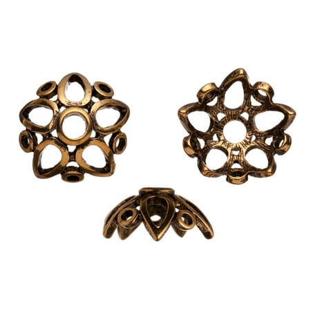 Beaded Loop - Star Shape Formed With Open Drop And Loops Antique Gold-Finished Bead Cap Fits 18-20mm Beads 19x19mm Sold per pkg of 4pcs per pack