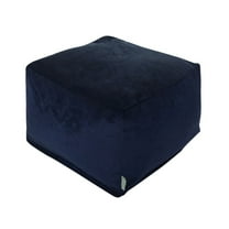 Majestic Home Goods Indoor Micro Velvet Navy Villa Ottoman Pouf
