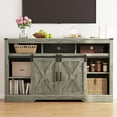 thumbnail image 6 of Mayincolor Farmhouse TV Stand for 65+ inch TV,34'' Tall Entertainment Center with Sliding Barn Doors, Rustic Wood Media Console Storage Cabinet Television Stand for Living Room, Light Grey, 6 of 11