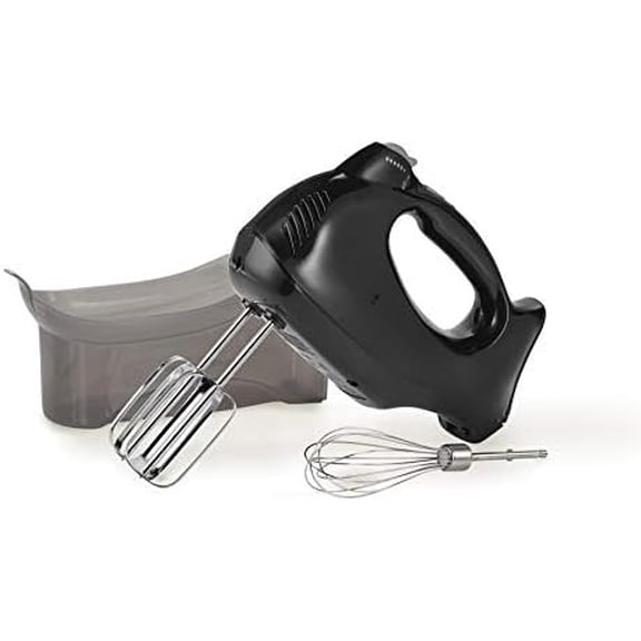 Power Deluxe 6-Speed Electric Hand Mixer with Snap-On Storage Case, QuickBurst, Beaters, Whisk, Powerful 250 Watt Motor, Bowl Rest, Black (62692)