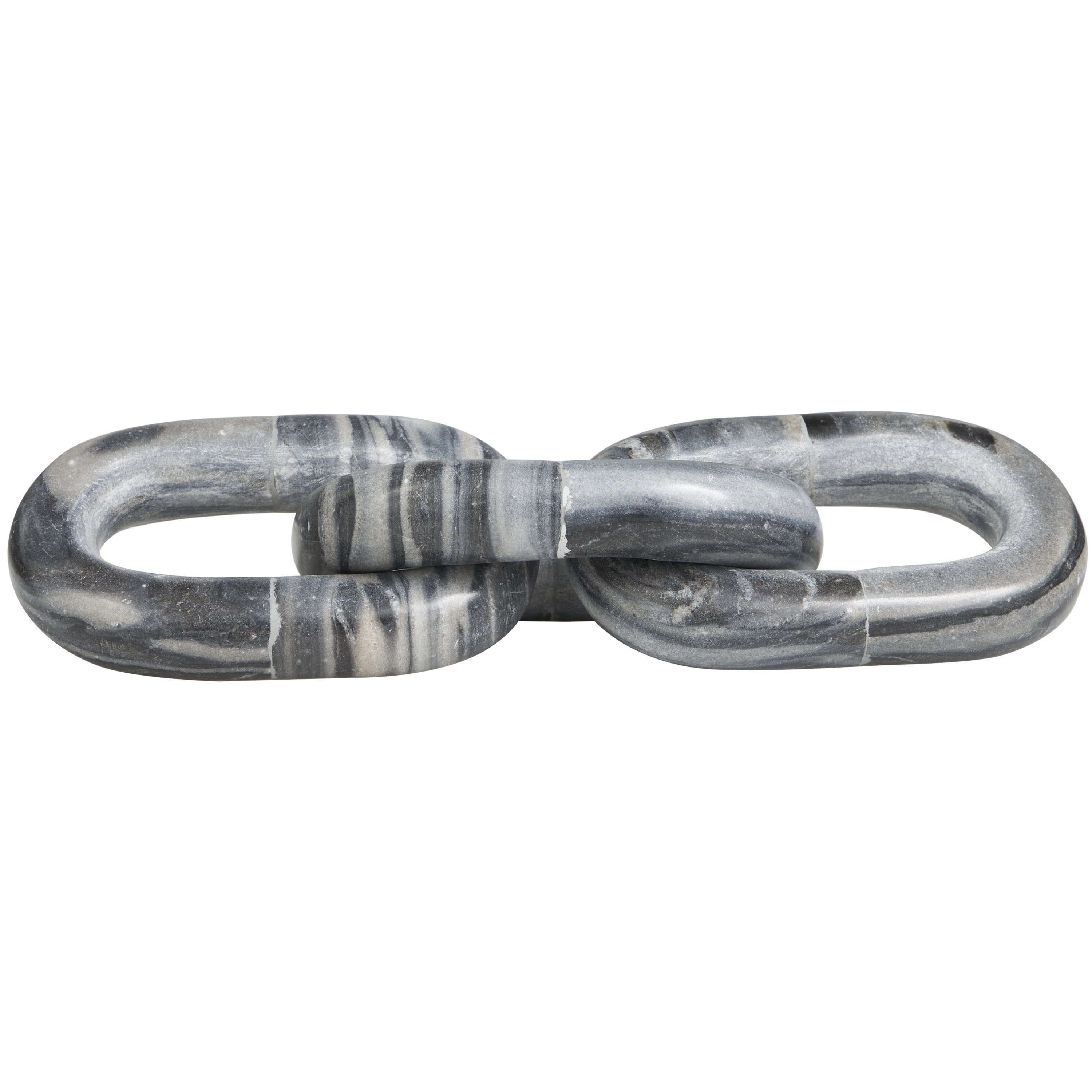 13" x 3" Gray Marble Geometric 3 Link Chain Sculpture, by DecMode