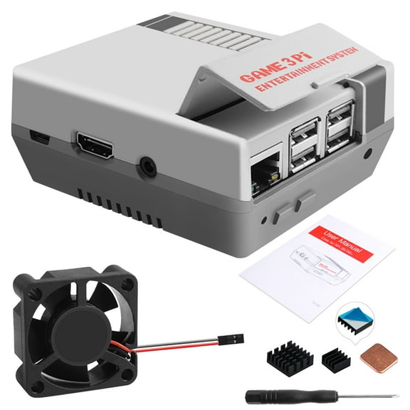 52Pi Case for Raspberry Pi 3B , Pi Case with Fan, Retro Gaming Nes3Pi Case with Cooling Fan, Pi Heatsinks for Raspberry Pi 2B/3B/3B 