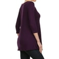 thumbnail image 3 of Women's Solid Basic Casual Side Button Trim Round Neck Blouse Shirt Tunic Top, 3 of 5