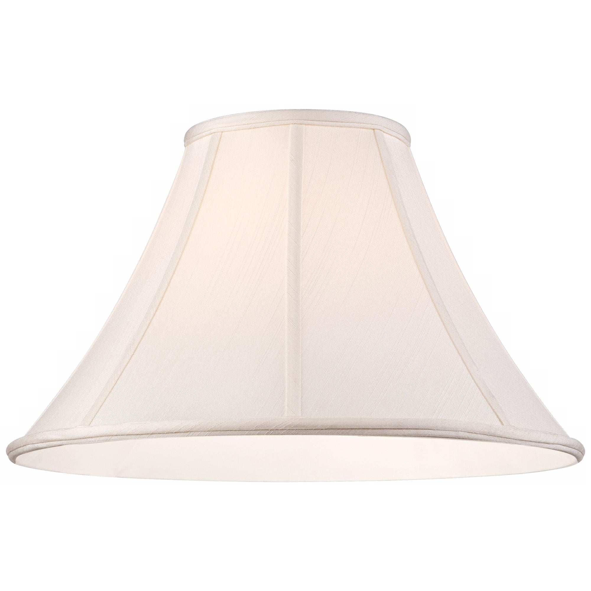Springcrest Off-White Shantung Large Lamp Shade 7" Top x 18" Bottom x 10.5" High x 12" Slant (Spider) Replacement with Harp and Finial