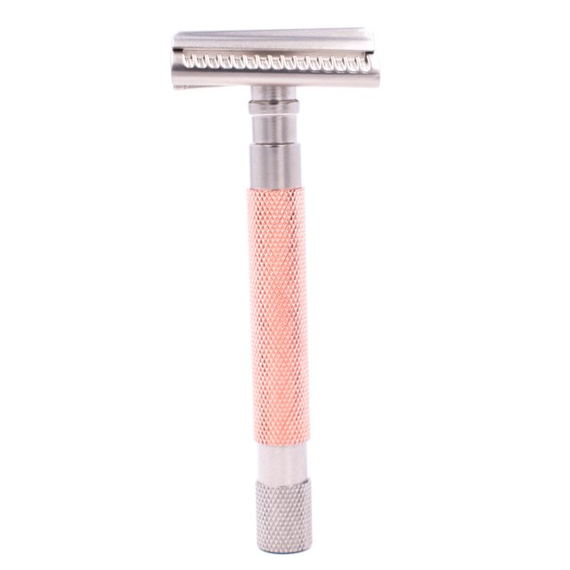 Parker's Semi Slant Safety Razor and 5 Parker Premium Double Edge Razor Blades (Rose Gold)
