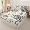 thumbnail image 2 of Metsweet Wildlife Lizard Zipper Twin Comforter Sets with Fitted Sheet and 2 Pillowcases, Vintage Cactus Stripes Zipper Bedding Set, Black White Gray,4-Piece,Grey Reversible, 2 of 6