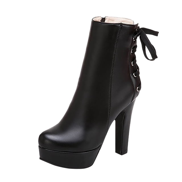 NECHOLOGY Botas Mujer Adulto Femenino Zapatos Botines de mujer Spicy Girl PU fiesta moda tobillo botas altas tacones sobre la rodilla ante plisado botas (Black, 7)