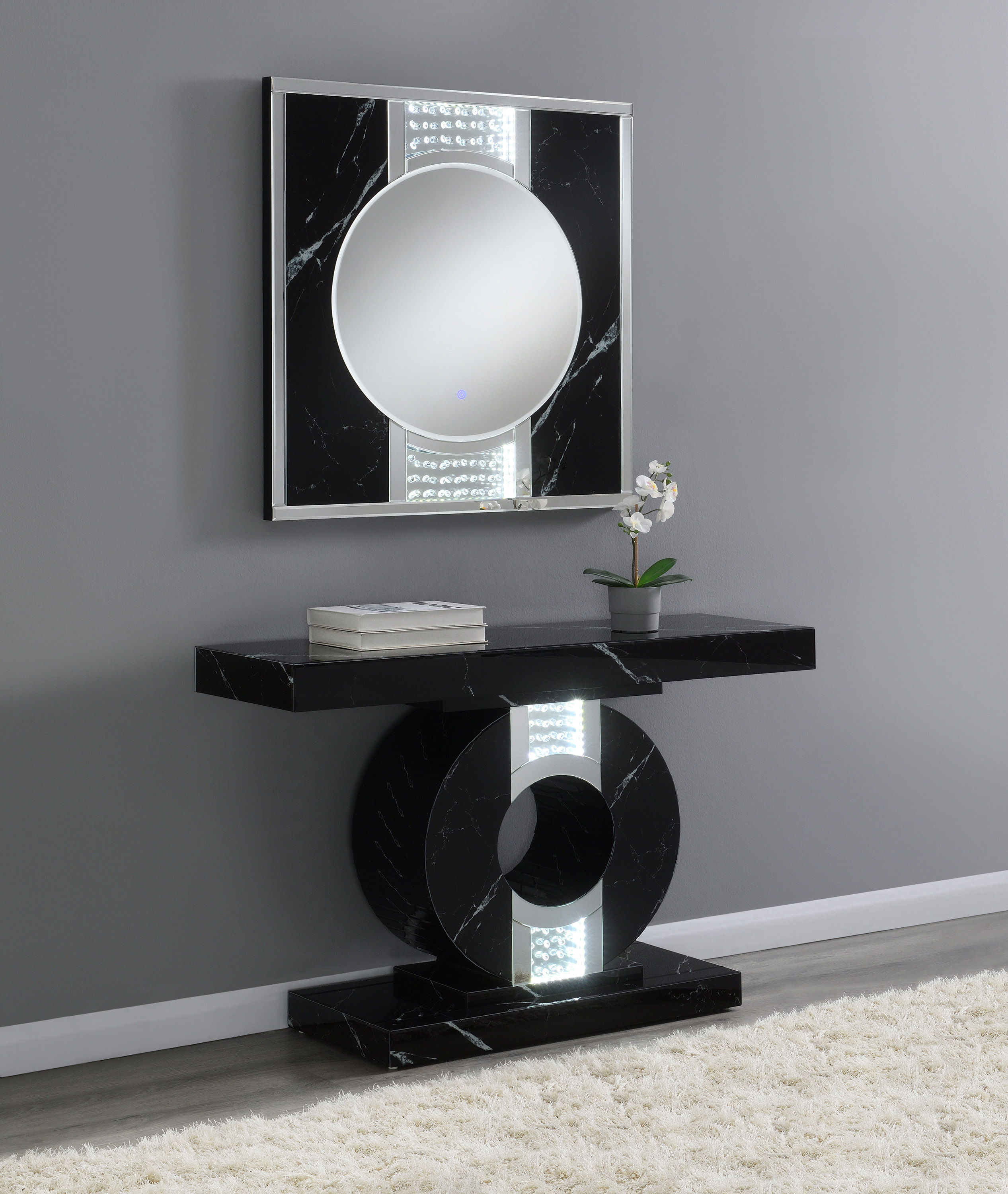 Rectangular LED Wall Mirror Silver and Black - Walmart.com - Walmart.com