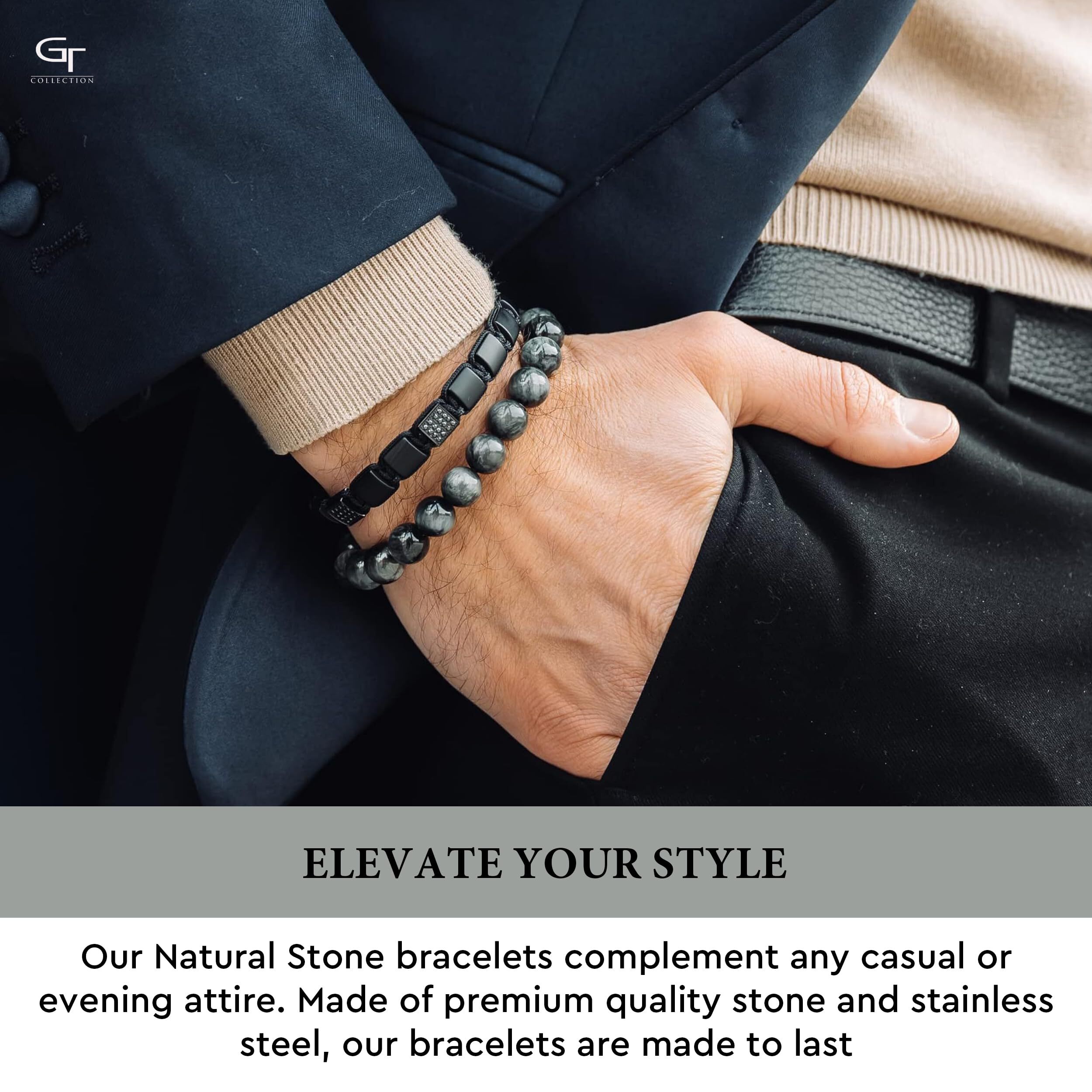Men's EAGLE EYE Beaded Bracelet | Gift for Men | One Size Fits All | 100% Natural | Gemstone Adjustable Bracelet
