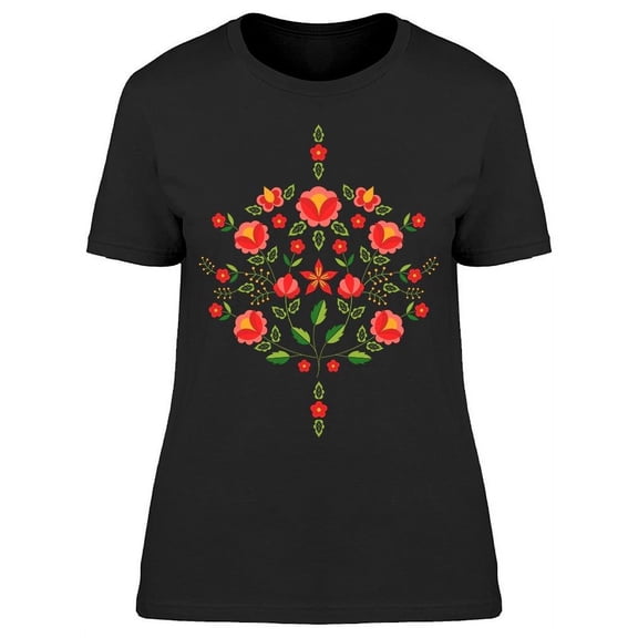 Polish Folk Pattern Flowers T-Shirt Women -Image by Shutterstock, Female Large