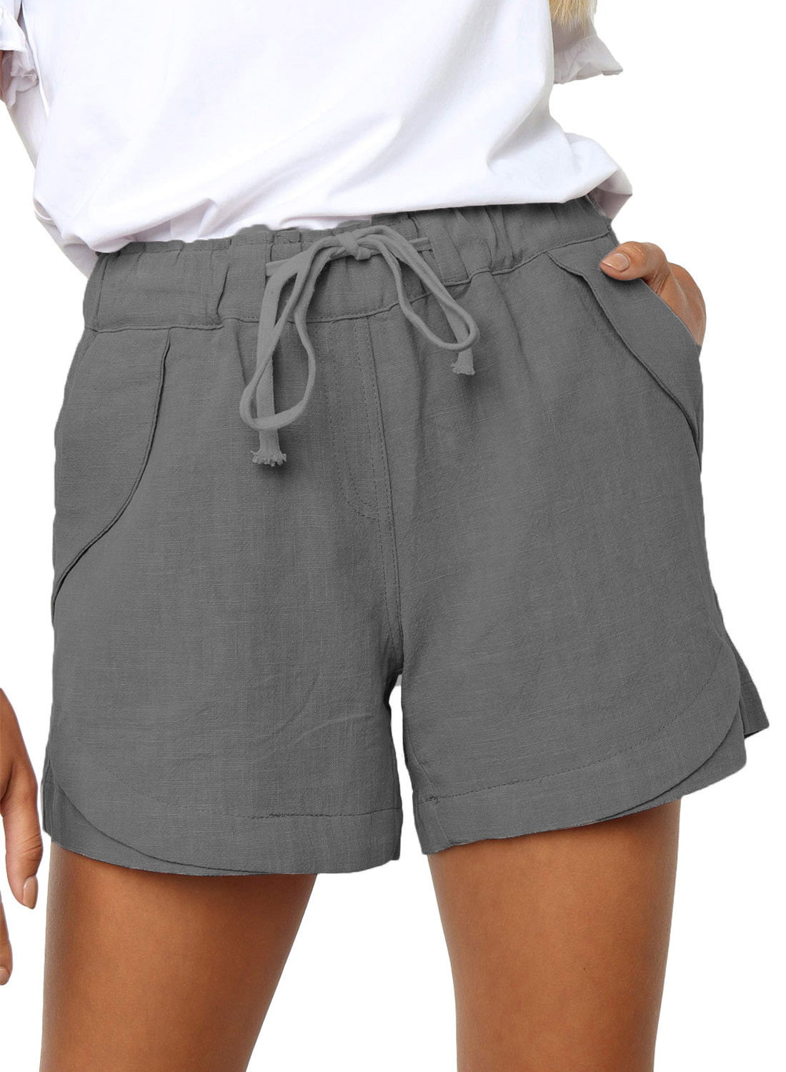 Aozrynl Women Casual Shorts Plain Solid Color Elastic Waist Drawstring  Pockets Shorts Ladies Summer Beach Lightweight Short Lounge Pants High Waist  Lace Grey 2XL - Walmart.com