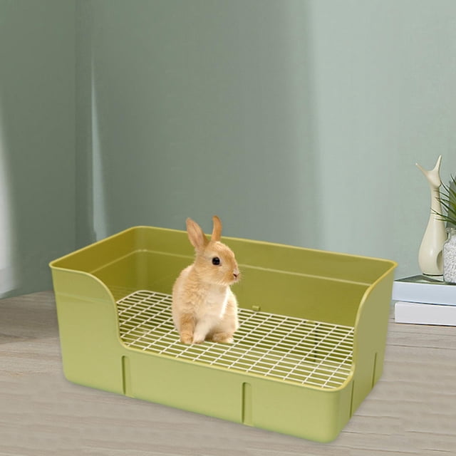 BELOVING Pet Rabbit Litter Box Bedpan Rabbit Urinal Tray for Ferrets Chinchillas Rats Green