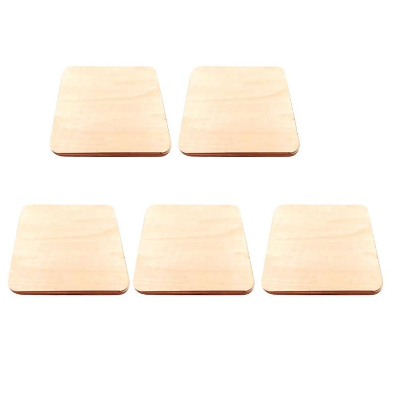 5pcs Blank Squares Wood Pieces Round Corner Square Wooden Cutouts DIY Craft Best