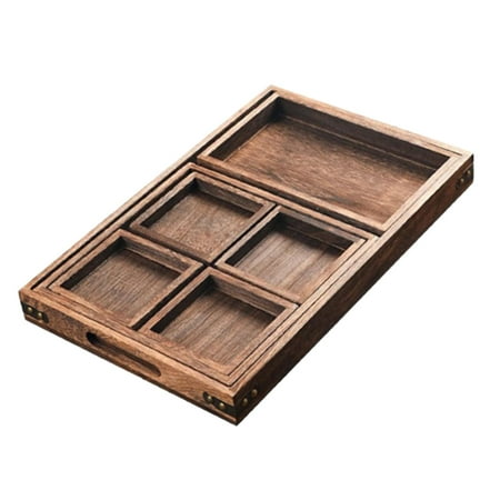 

Breakfast Tray Wood Serving Tray Lightweight Practical Dinner Serving Tray Rustic Nesting Food Trays for Restaurant Desktop Breakfast Snacks 7pcs