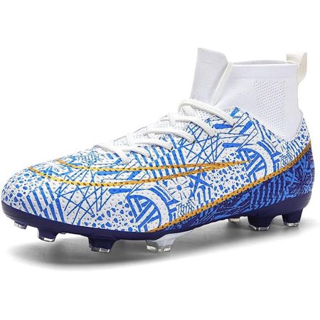 Men's Soccer Shoes Football Cleats High-Tops Lace-Up Non-Slip Spikes AG/FG Sports Athletic Futsal Rugby Baseball Lacrosse Sneaker Shoes Size 4.5-14