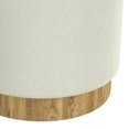 thumbnail image 2 of Modern  Fabric Round Storage Ottoman - White & Natural, 2 of 7