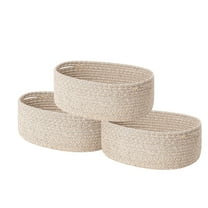 HBlife Shelf Storage Baskets for Organizing - Cotton Rope Baskets with Handles - Small Empty Decorative Gift Baskets for Storage Toys - Set of 3 - Brown
