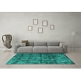 thumbnail image 3 of Ahgly Company Machine Washable Indoor Square Oriental Turquoise Blue Industrial Area Rugs, 3' Square, 3 of 4