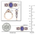 thumbnail image 5 of Dazzlingrock Collection 6X4mm Oval Tanzanite with Round Blue Sapphire & White Diamond Interweaving Double Halo Wedding Ring for Women in 10K Rose Gold, Size 6.5, 5 of 6
