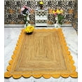 thumbnail image 4 of Kh Handloom Handmade Braided Natural Pure Jute Area Rug Yellow Boundry ,Floor Scalloped Rug, Village ART, 4 of 5