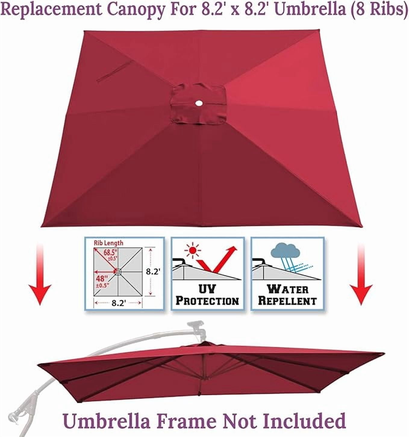SOLAXO Replacement Umbrella Canopy for 8.2ft x 8.2 ft 8 ribs