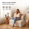 thumbnail image 4 of Oak and Birch Boneless Folding Sofa Bed Floor Couch with Pillow, 3-in-1 Convertible Chaise Lounge & Sleeper, Chenille, Twin, Cream, 4 of 9