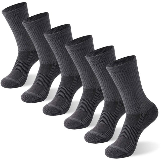 Calcetines FOOTPLUS con infusión de cobre, unisex, 6 pares, gris oscuro