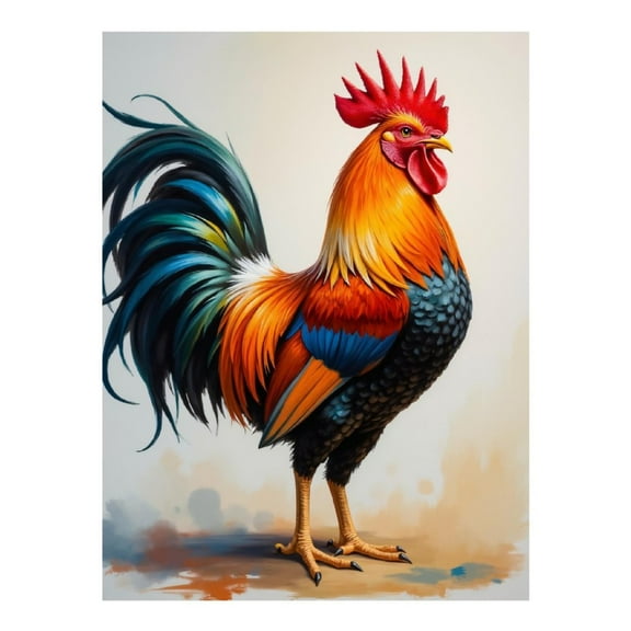Diamond Art Kit for Adults, Vibrant Colorful Rooster Painting Diamond Painting for Adults Beginners, 5D DIY Diamond Art Painting Kits, Colorful Diamond Painting Craft for Home Decor 12x16