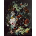 thumbnail image 2 of van Huysum, Jan 15x18 Black Ornate Wood Framed with Double Matting Museum Art Print Titled - Still Life with Flowers and Fruit, c. 1715, 2 of 4