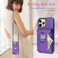thumbnail image 6 of Phone Case for iPhone 13 Pro 6.1 inch Wallet Cover with Credit Card Holder Zipper Slot Crossbody Strap Lanyard Leather Stand Cell iPhone13Pro 5G i i-Phone i13 iPhone13 13Pro Women Girls Purple, 6 of 7