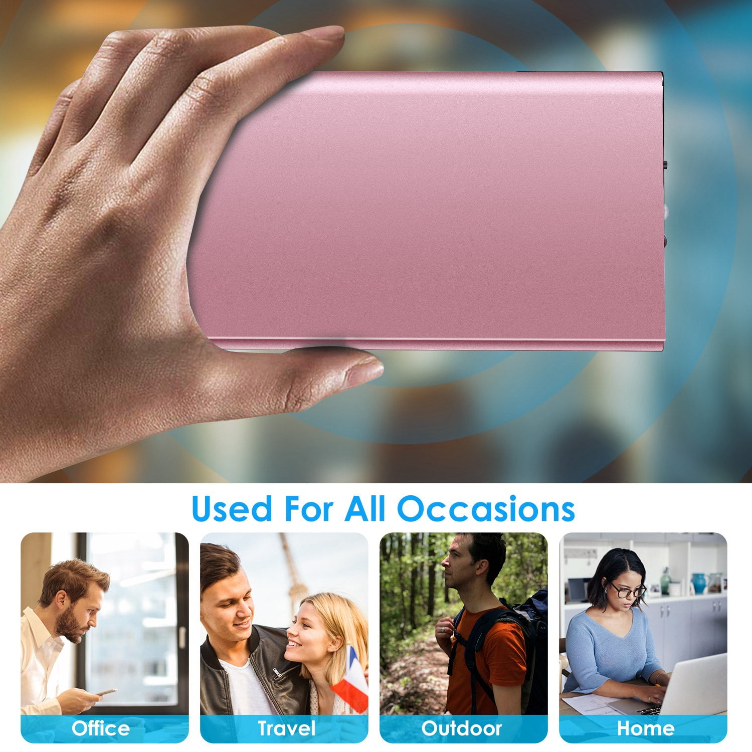 iNova 5V/2.1A Power Bank for Heated Vest Jacket Pants Scarf, 20000mAh Power Bank Portable Charger for Heated Clothing,[2-Pack] Rose Gold