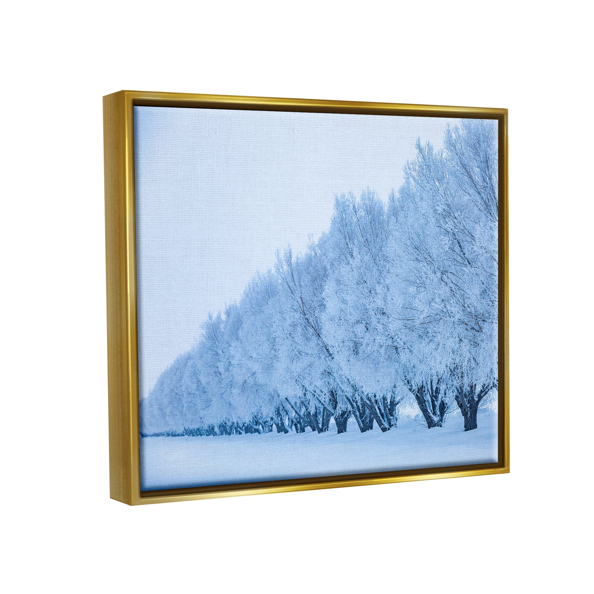 Stupell Industries Winter Tree Grove Snow Covered Branches Photography Photograph Metallic Gold Floating Framed Canvas Print Wall Art, Design by Steve Smith