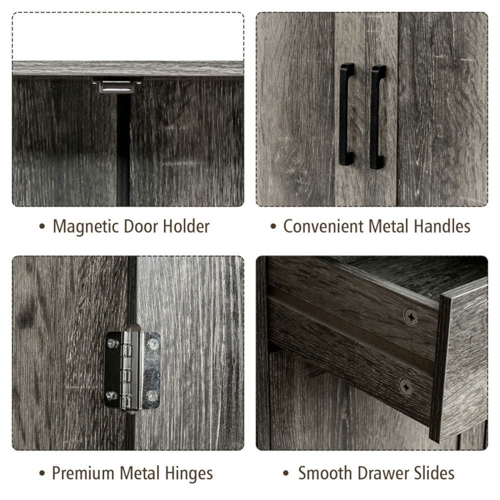 Finihen Kitchen Storage Cabinet, Buffet Sideboard, Buffet Storage Cabinet, Kitchen Sideboard with 2 Drawers, for Dining Room, Kitchen, Living Room, Gray Finihen Kitchen Storage Cabinet, Buffet Sideboard, Buffet Storage Cabinet, Kitchen Sideboard with 2 Drawers, for Dining Room, Kitchen, Living Room, Gray
