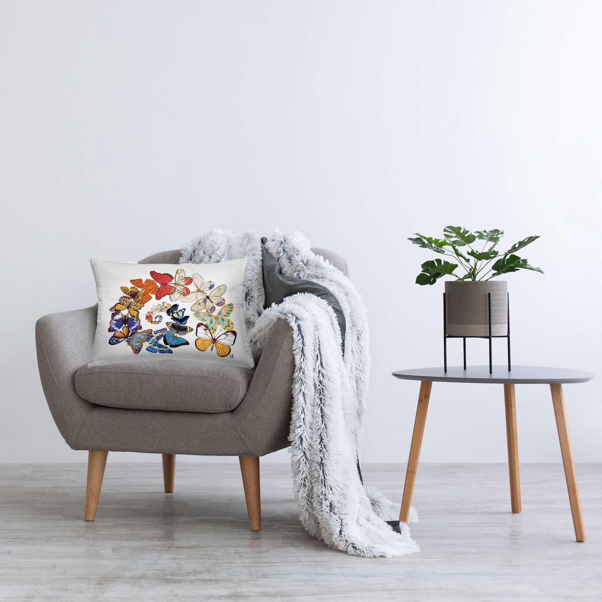 Stupell Industries Fly Away Butterflies Decorative Printed Throw Pillow Design by Ann Jasperson.