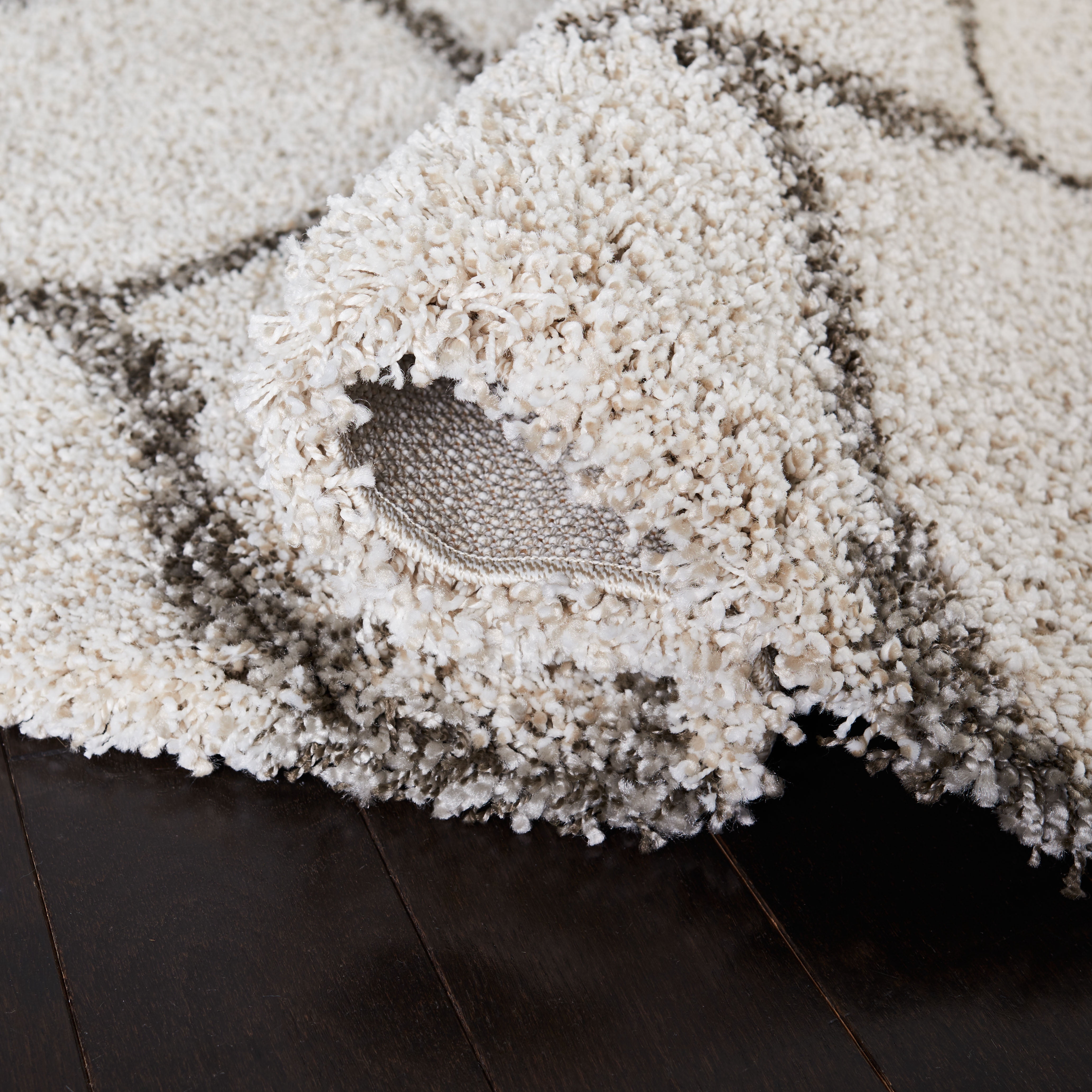 SAFAVIEH Hudson Arline Geometric Shag Area Rug, Ivory/Grey, 5'1" x 7'6"
