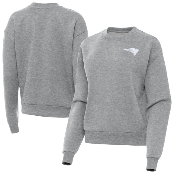 Women's Antigua  Heather Gray New England Patriots Victory Crew Pullover Sweatshirt