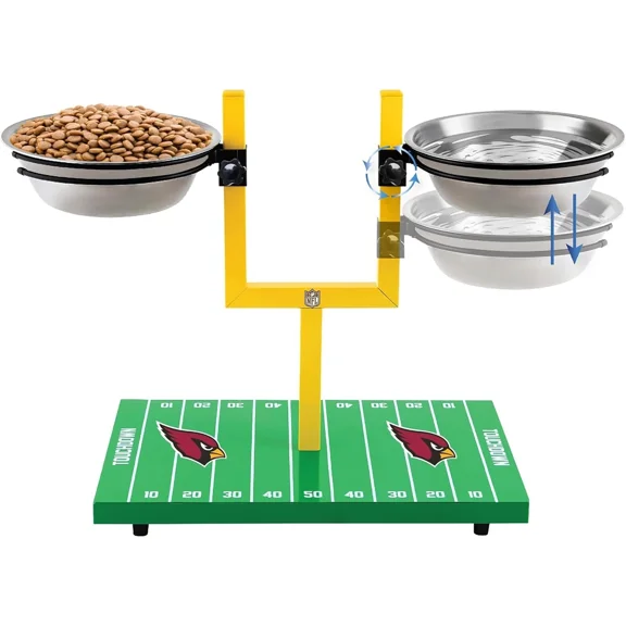 Pets First NFL Goalpost Elevated Dog Feeder Stainless Steel & Adjustable
