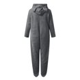 thumbnail image 3 of Iaqnaocc Girls Pajamas Jumpsuit Fuzzy Fleece Hooded Rompers Furry Warm Onesie Size 7 Pajamas Soft Cute Bear Zipper Up Sleepwear Dark Gray 7-8Years, 3 of 5