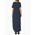 thumbnail image 2 of Women's Dresses V Neck Casual Short Sleeve Loose Pocket Slits Long Dress, 2 of 6