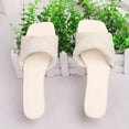 thumbnail image 6 of Abomasnow Square Toe Heeled Sandals Open Toe Heels Mules Sandals Slip on Pleated Heels Wedding Bridal Party Dress Shoes, 6 of 9