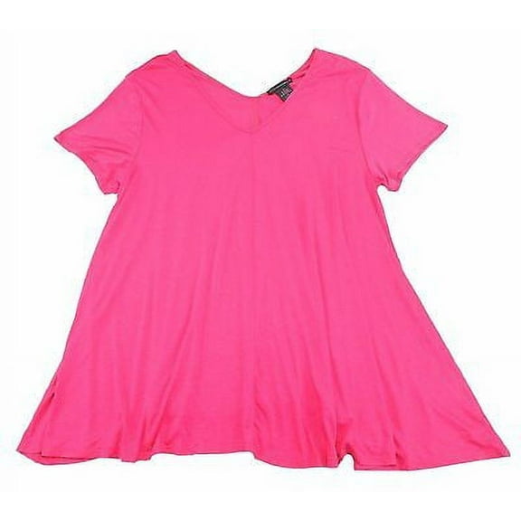 Grace Element Women's V Neck Swing Top In Vibrant Magenta, Small